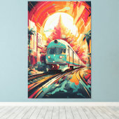 Dynamische Spuren: Lebhafte Zugkunst auf Abstrakte Leinwanddruck (Insitu (Holzboden))