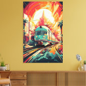 Dynamische Spuren: Lebhafte Zugkunst auf Abstrakte Leinwanddruck (Insitu (Wohnzimmer))