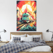 Dynamische Spuren: Lebhafte Zugkunst auf Abstrakte Leinwanddruck (Insitu (Schlafzimmer))