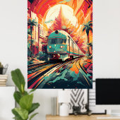 Dynamische Spuren: Lebhafte Zugkunst auf Abstrakte Poster (Heimbüro)