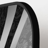 Dynamische Streifen in Schwarz und Silber Damaskus Pickleball Schläger (Linke Seite)