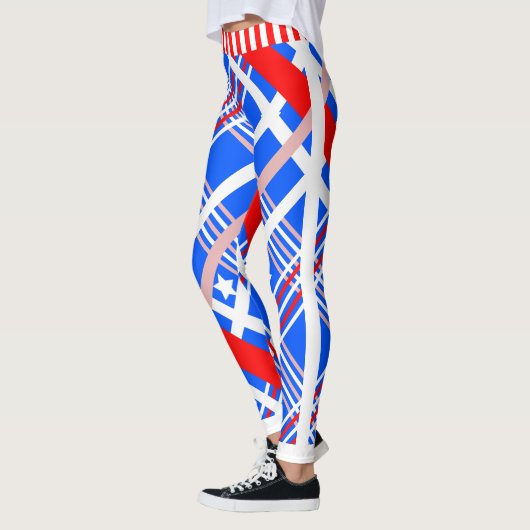 Dynamische US Flagge auf blau Leggings (Links)