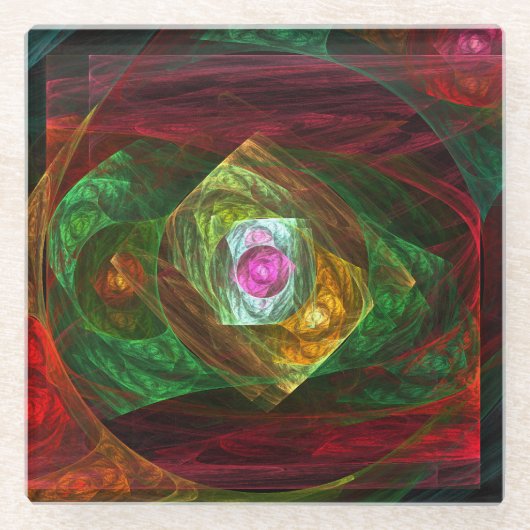 Dynamische Verbindungen Abstrakte Kunst Glasuntersetzer (Vorderseite)