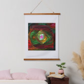 Dynamische Verbindungen Abstrakte Kunst Wandteppich Mit Holzrahmen (Schlafzimmer)