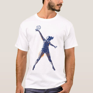Dynamische Volleyballerin Beim Sprungangriff T-Shirt
