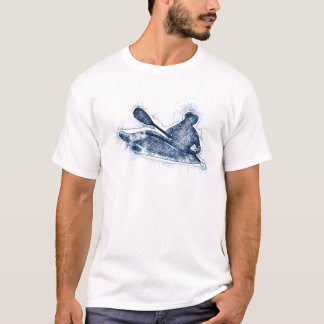Dynamische Whitewater-Kajakfahrer-Linienkunst T-Shirt