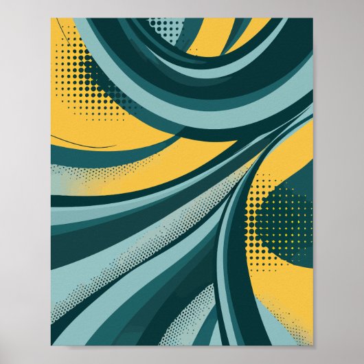 Dynamischer Abstrakter Durchfluss mit Retro Vibes Poster (Vorne)