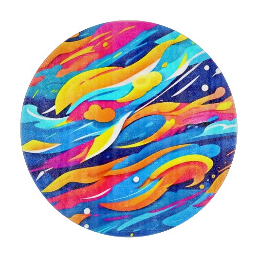 Dynamischer Abstrakter Farbausdruck Schneidebrett (Vorderseite)