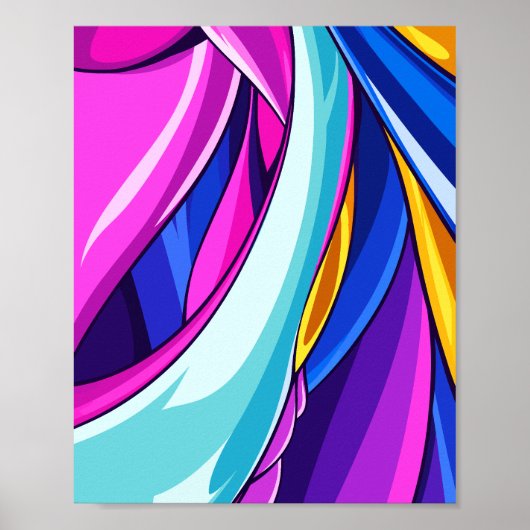 Dynamischer abstrakter Fluss bunter Kurven Poster (Vorne)