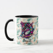 Dynamischer abstrakter Monogramm-Becher - D für Da Tasse (Links)