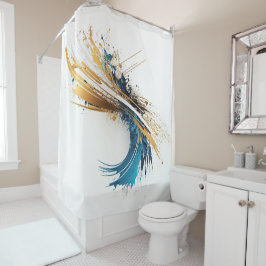 Dynamischer Abstrakter Splash Weißes Aquamarines G Duschvorhang