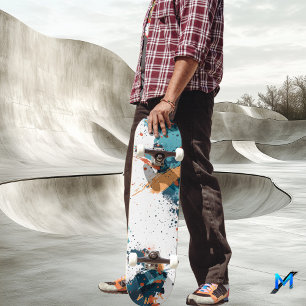 Dynamischer abstrakter Spritzer - Moderner Minimal Skateboard