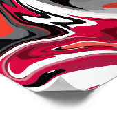 Dynamischer Abstrakter Swirl aus Rot, Schwarz, Wei Poster (Ecke)