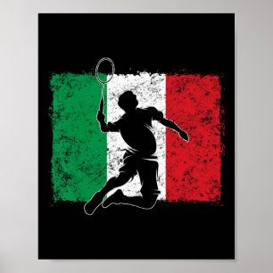 Dynamischer Badmintonspieler Italienische Flagge S Poster