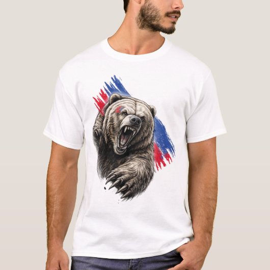 Dynamischer Bär Farb-Spritzer – Künstlerische Wild T-Shirt (Vorderseite)