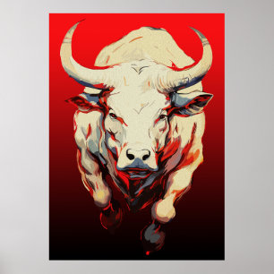 Dynamischer Bull in fiery Motion Poster
