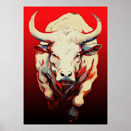 Dynamischer Bull in fiery Motion Poster (Vorne)