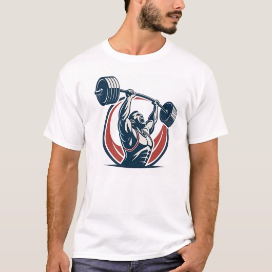 Dynamischer Cartoon Bodybuilder T-Shirt (Vorderseite)