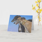 Dynamischer Duo-Windhund Whippet Hund Karte (Gelbe Blume)