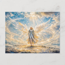 Dynamischer Fantasy-Engel im strahlenden atmosphär Postkarte