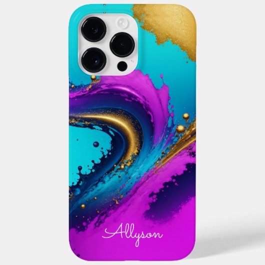 Dynamischer flüssiger Abstrakter, weißer Skriptnam Case-Mate iPhone Hülle (Rückseite)