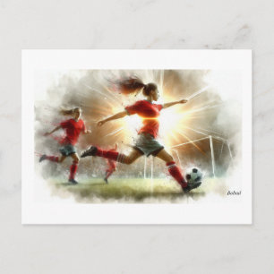 Dynamischer Frauenfußballspielzug, Postkarte