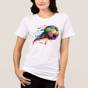 Dynamischer Fußball Farbiger Spritzer Sport Tri-Blend Shirt