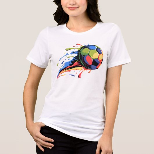 Dynamischer Fußball Farbiger Spritzer Sport Tri-Blend Shirt (Vorderseite)