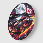 Dynamischer Go-Karren unter einem hellen Mond Große Wanduhr (Winkel)