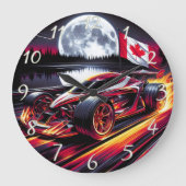 Dynamischer Go-Karren unter einem hellen Mond Große Wanduhr (Vorderseite)