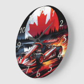 Dynamischer Go-Kart unter einem kanadischen Mondsc Große Wanduhr (Winkel)