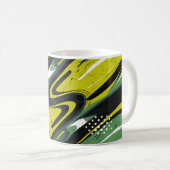 Dynamischer Green- und Lime-Green-Abstrakt-Flow Kaffeetasse (VorderseiteRechts)