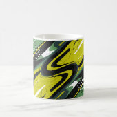 Dynamischer Green- und Lime-Green-Abstrakt-Flow Kaffeetasse (Mittel)