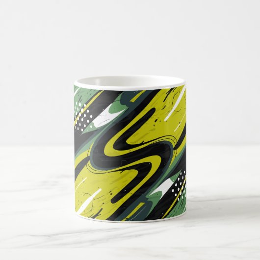 Dynamischer Green- und Lime-Green-Abstrakt-Flow Kaffeetasse (Mittel)