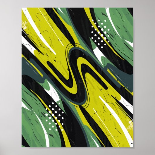 Dynamischer Green- und Lime-Green-Abstrakt-Flow Poster (Vorne)