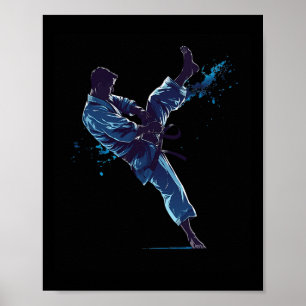 Dynamischer Kampfsportler Karate Kick  Poster