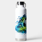 Dynamischer Neon-Abstrakter Fußball Trinkflasche (Vorderseite)