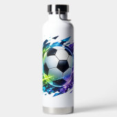 Dynamischer Neon-Abstrakter Fußball Trinkflasche (links)