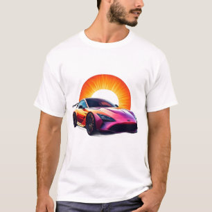 Dynamischer Pinselstrich-Sportwagen-Kunststil T-Shirt
