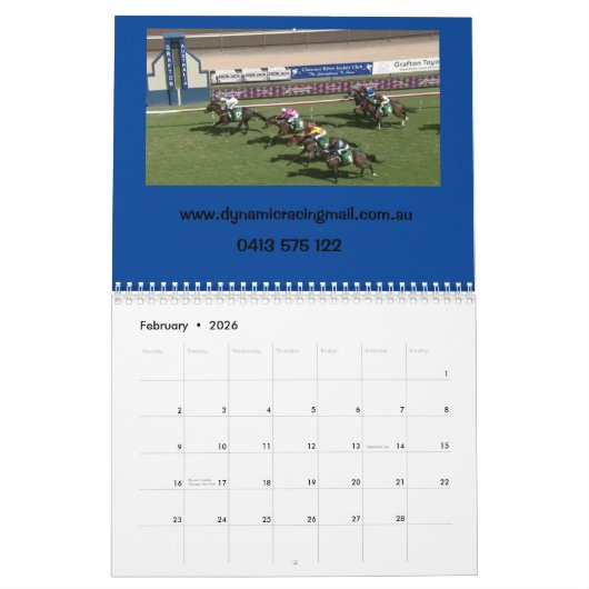 Dynamischer Racing Mail-Kalender Kalender (Feb 2026)