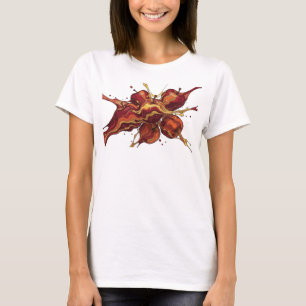 Dynamischer roter abstrakter Apfel-Mode-Druck T-Shirt