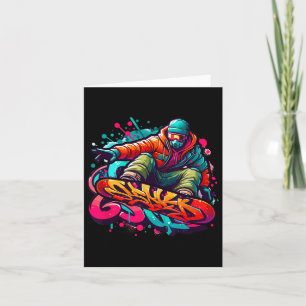 Dynamischer Snowboarder Abstrakt Art Wintersport 2 Karte