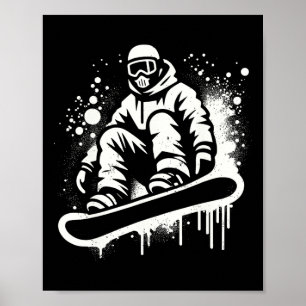 Dynamischer Snowboarder Abstrakt Art Wintersport Poster