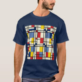 Dynamischer und farbenfroher Piet Mondrian T-Shirt (Vorderseite)