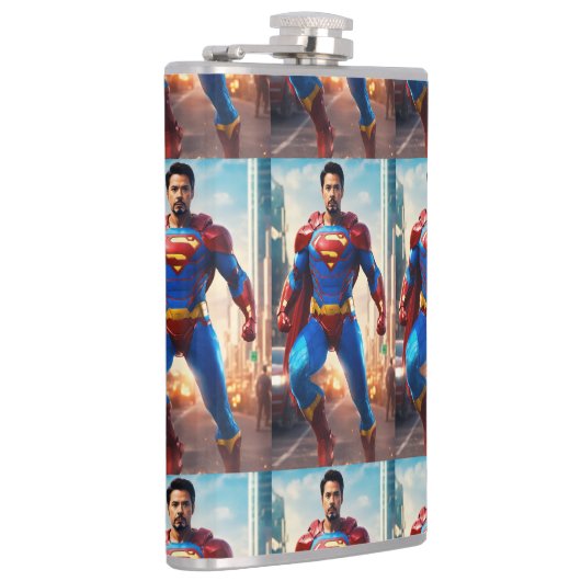 Dynamischer Verteidiger: Der Power eines Superheld Flachmann (Rechts)