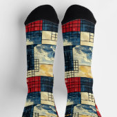 Dynamisches Abstrakte: Retro Geometric Means Ocean Socken (Oben)