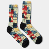 Dynamisches Abstrakte: Retro Geometric Means Ocean Socken (Rechts)