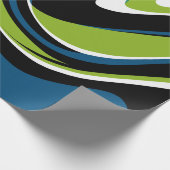 Dynamisches Abstraktes Drehmuster in Grün und Blau Geschenkpapier (Ecke)