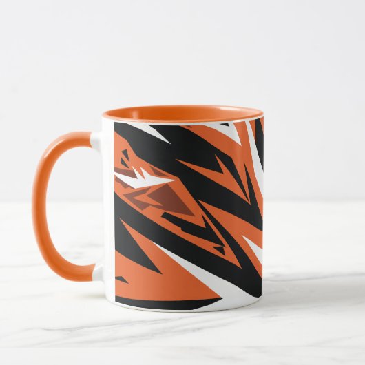 Dynamisches Abstraktes Orange- und Schwarz Geometr Tasse (Links)
