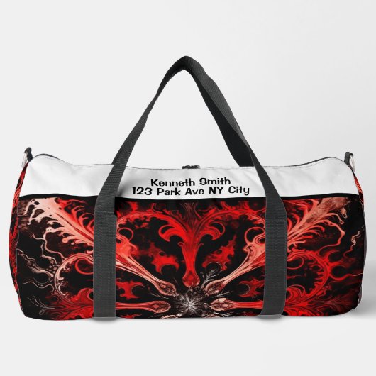 Dynamisches abstraktes Sporttaschen-Monogramm pers Duffle Bag (Vorderseite)
